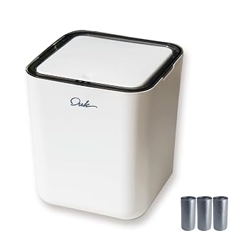 Mini Trash Can with Lid Cute Small Trash Can Office Plastic Garbage Can with 3 Rolls of Trash Bags for Desktop, Bathroom Vanity, Office or Coffee Table 2 Liter,White