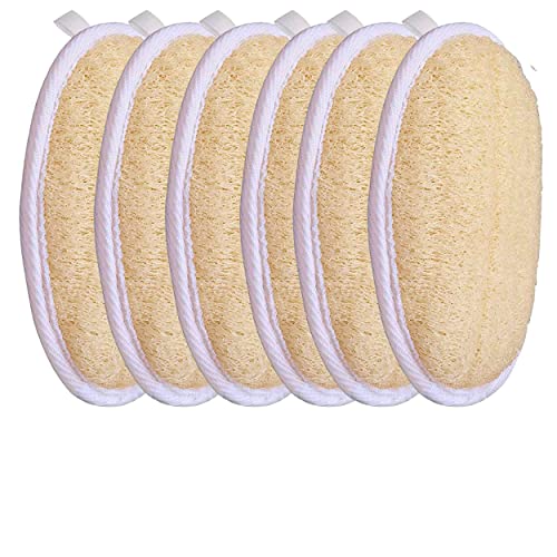 Esponja exfoliante natural (paquete de 6 unidades) hecha con esponja Luffa de ducha ecológica y biodegradable, lufa para mujeres, bebés y hombres