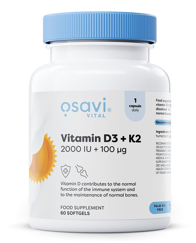 Osavi Vitamin D3 2000IU & K2 100μg (MK-7) in MCT Oil - 60 Softgels