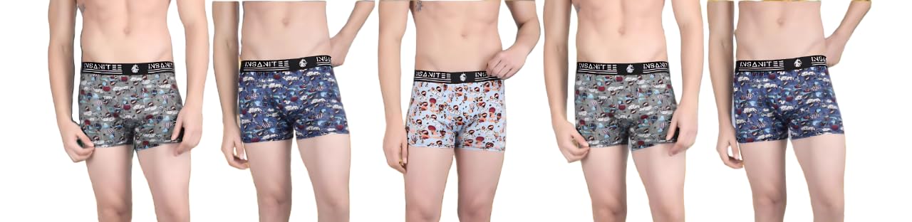 insanitee Men's Extra Thin Elastic Nylon Underwear Long Comfortable Breathable Comfort All Over Printed Design Boxer-picture-42