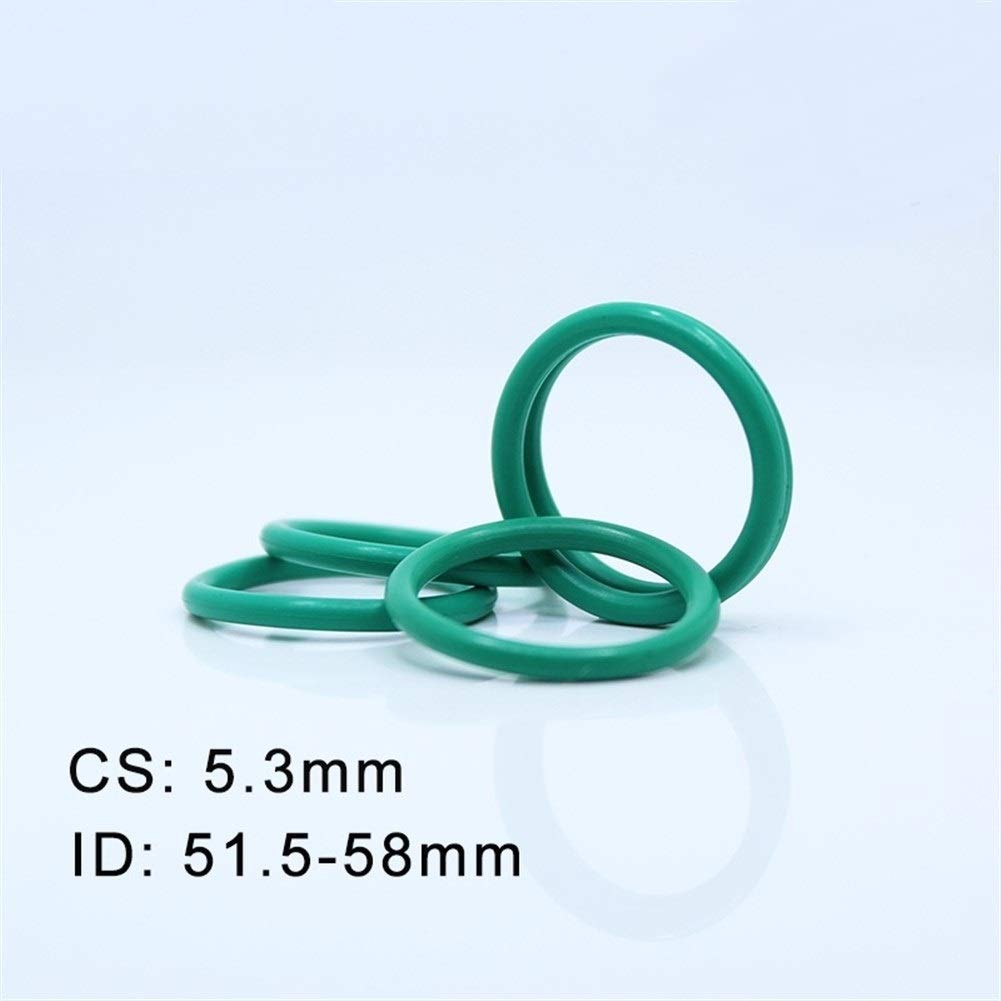 O-Ringe CS5.3mm 10PCS FKM Gummi O Ring ID 51,5/53 / 54,5/56 / 58x5.3mm ORing Fluorine Dichtung Öldichtung Grün ORing JIYAMI'EN EL (Size : ID58x5.3mm)