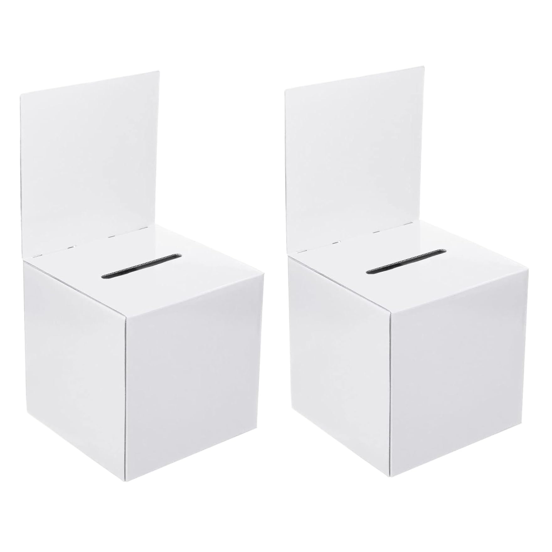 Ngbbby White Voting Box With Slot, 2Pcs 6X6x6" Suggestion ＆ Donation Box, Cardboard Raffle Ticket With Removable Header, Ballot, Voting With Slot