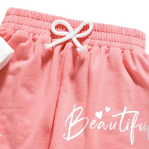 Image of Nivne Tco Toddler Girls Clothes Set - 2 Piece Cartoon Print Round Neck Sweatshirt & Sweatpants - Girls Spring Fall Outfits