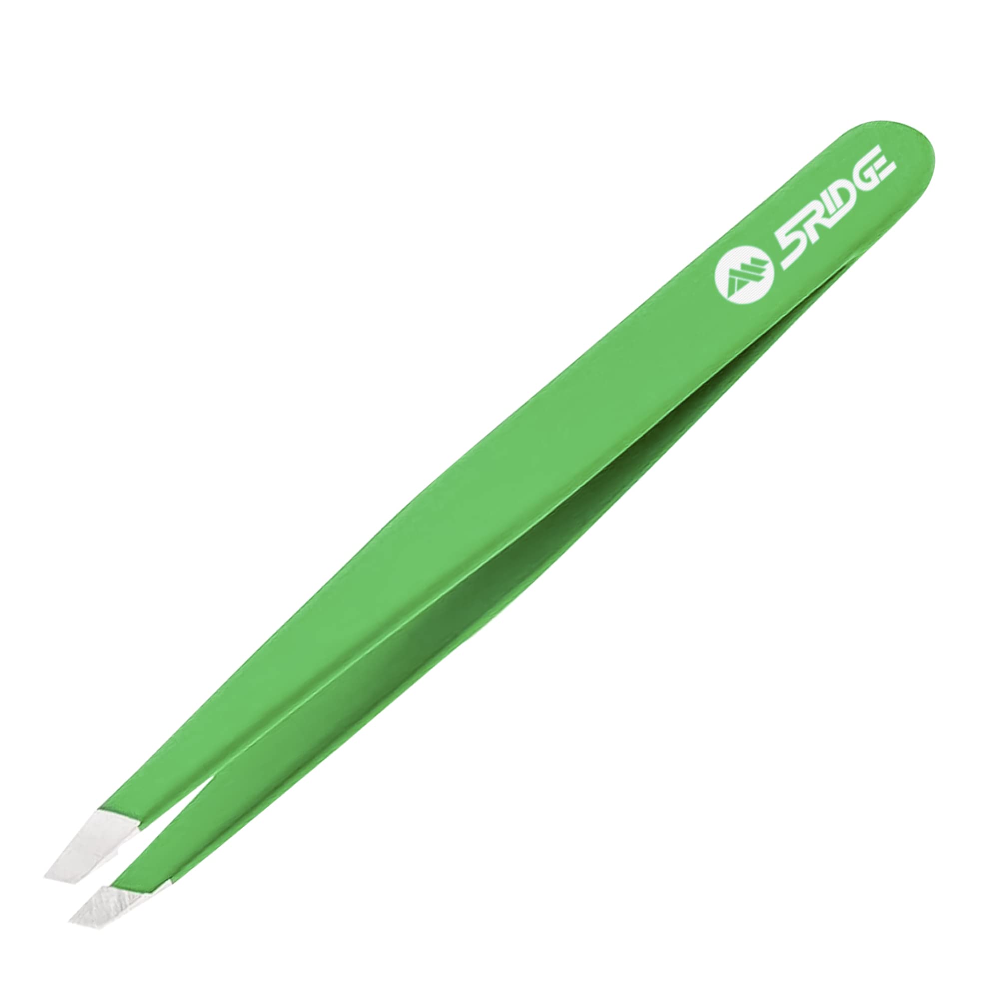 Tweezers for Eyebrows – Stainless Steel Slanted Eyebrow Tweezer - Precision Removal of Facial Hair, Ingrown Hair and Splinter - Professional Blackhead and Tick Remover for Men and Women (Green)
