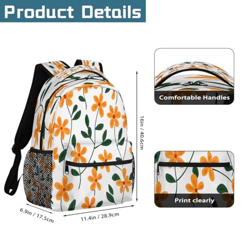 Cute Flower Pattern Kids Backpack, Lightweight School Bookbag Large Capacity Laptop Backpack Water Resistant Daypack Shoulder Bag for Teenager Boys Girls2