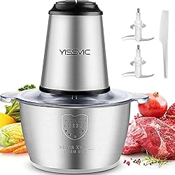 Picadora De Tomate Electrica YISSVIC Picadora Eléctrica Picadoras de Carne 500W y Capacidad 2L Verduras y Frutas Minipicadoras de Alimentos con 2 Cabezales y 8 Cuchillas