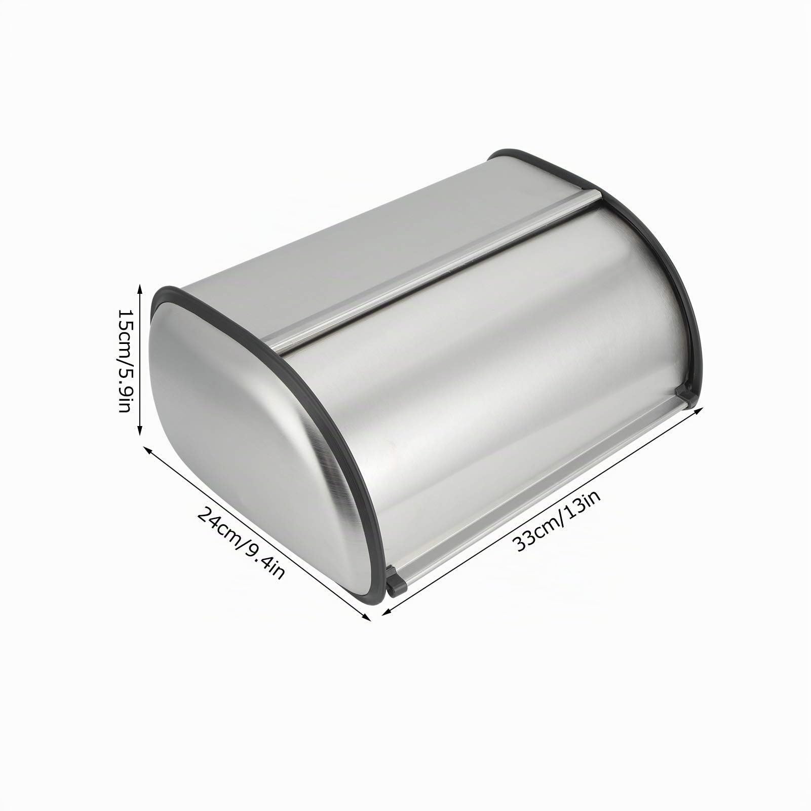Caja para Pan, Caja para Pan de Acero Inoxidable con Tapa Frontal, Recipiente para Pan, Caja para Pan con Ruedas, Soporte para Caja de Pan, Recipiente para Almacenamiento de Pan