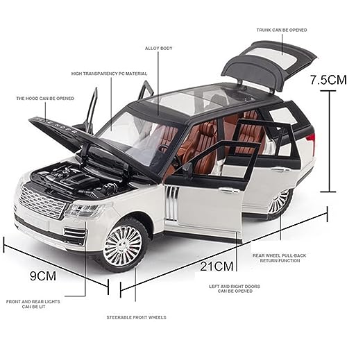 Image of DEUSON ECOM 1:24 Scale Range Rover Sentinel SUV Toy Car for Kids Diecast Metal Cars Openable Door Toy Car with Sound Light Pullback Openable Door, Black