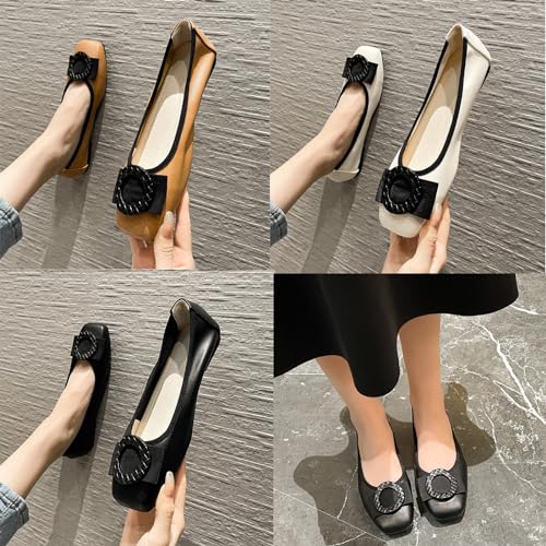 Women's Square Toe Ballet Flats, Comfortable and Casual Slip-On Flats Suitable for Walking, Driving, and Formal Wear3