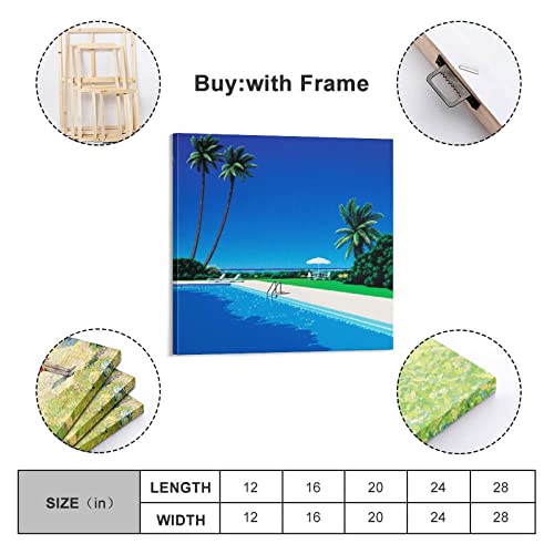 Hiroshi Nagai永井博画家の作品（夏 No.16）ポスター 壁飾り キャンバス 印刷 ポスター バスルーム 寝室装飾 絵画 油彩画 ウォールアート 素晴らしいギフト12x12inch(30x30cm)