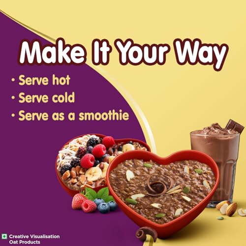Image of Saffola 25g High Protein Oats | 14g High Fibre | 400g | Chocolate flavour | No Refined Sugar | With Almonds, Raisin, Pumpkin and Chia Seeds | Rolled Oats for Weight management & Muscle gain