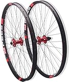 Juego de Ruedas for Bicicleta de montaña, 26, 27,5 y 29 Pulgadas, Freno de Disco, llanta de 32 Orificios, 120 clics, liberación rápida, Rueda MTB for Cassette de 7 a 12 velocidades(Red_26inch)