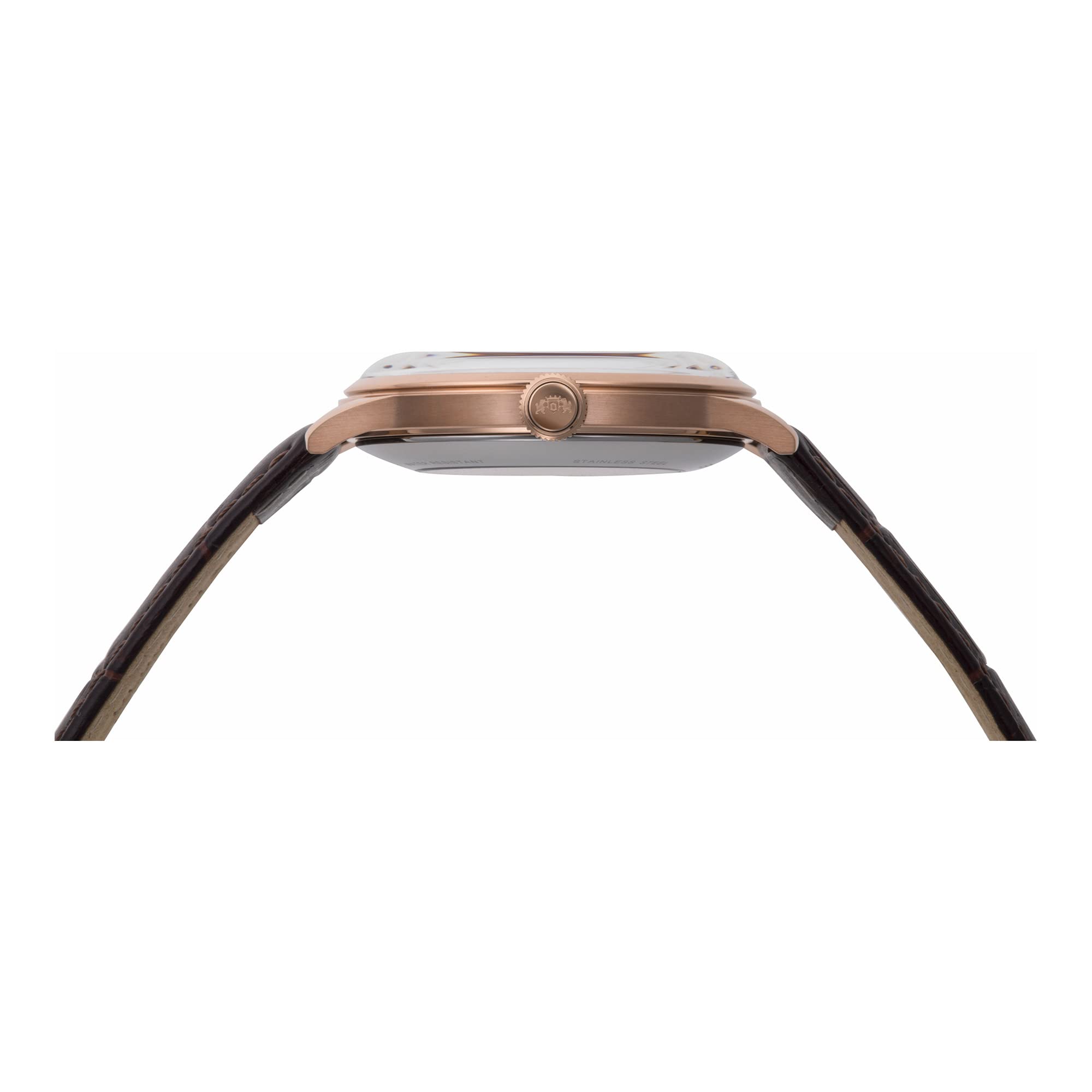 Orient Automatik Herren Armbanduhr aus Edelstahl und Leder in der Farbe Roségold-Weiß-Braun 41mm, Wasserdichtigkeit: 3Bar, RA-AG0001S10B