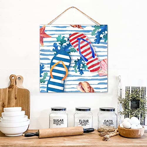 Letrero de madera de estrella de mar y conchas personalizadas para pared 5