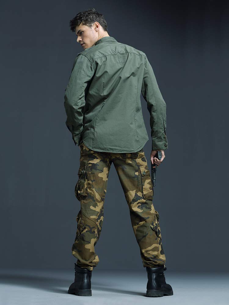 Aeslech Homme Pantalon Cargo Militaire avec 8 Poches Baggy Pantalon de Combat d'extérieur de Travail