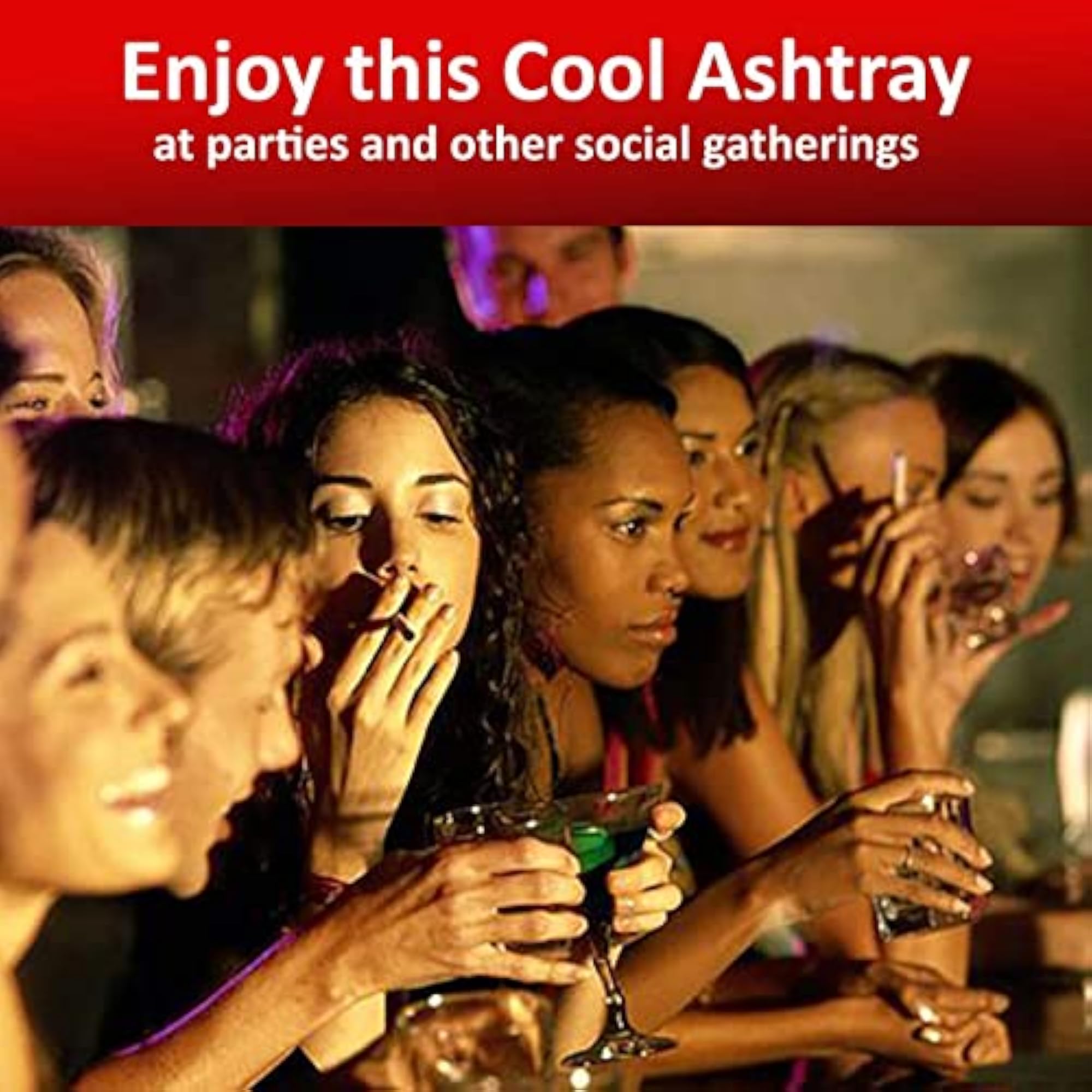 Set of 4 Colors Round Plastic Ashtray - Tabletop Use