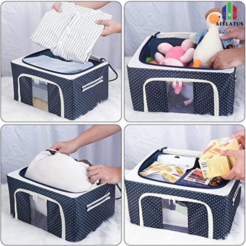 Image of AFFLATUS Polyester Storage Bags for Clothes - Large Cloth Box Saree Organisers for Wardrobe - Blanket Storage Bag 24 L