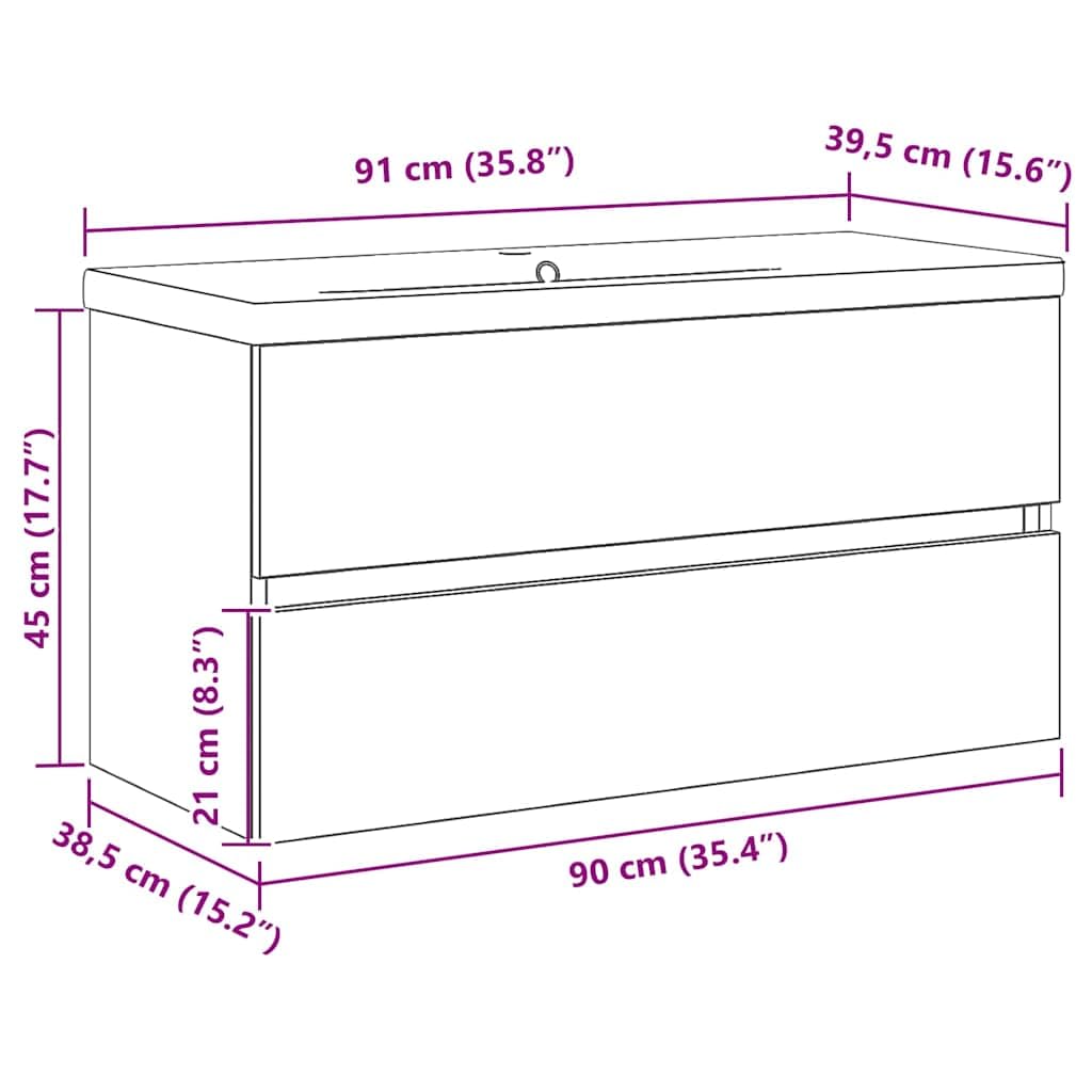 Armario de lavabo de madera de roble negro, 90 x 39 x 62 cm, armario bajo montado en la pared con espacio de almacenamiento para cuarto de baño, moderno mueble de baño con puertas con bisagras