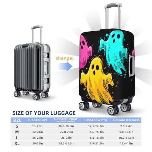 Three Colorful Ghosts Elastic Travel Luggage Covers Dustproof Scratch-Resistant Suitcase Protector Fit 22-24 Inch4