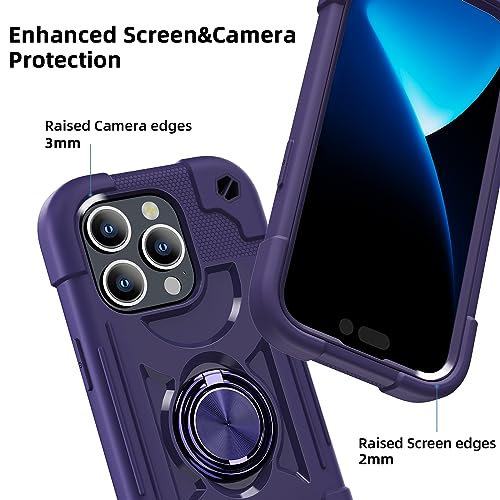 Image of MARKILL Compatible with iPhone with Built-in 360Rotating Ring Stand, Military Grade Drop Protection Full Body Rugged Heavy Duty Case Durable Cover (Deep Purple, iPhone 15 Pro Max 6.7 inch)
