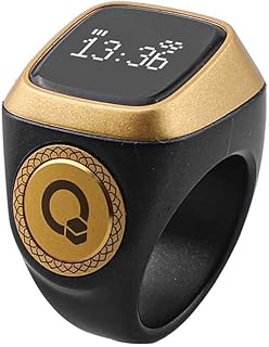 Anillo de contador digital, anillo contador Tasbih inteligente, pantalla de recordatorios de vibración de 18-22 mm, contador electrónico inteligente para práctica espiritual diaria (18 mm, negro)
