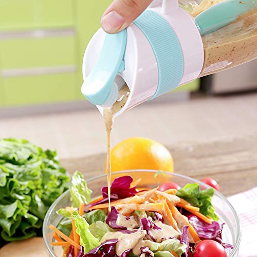 Foto von Pour-Mixer für Salatdressing,Salatdressing-Shaker,Dressing Shaker,Manueller Dressingmixer Flaschen Mischbehälter Mit Dem Pumpengriff, Salatdressing Shaker, Rührflaschen Salatmischbecher-400ml (Grün)