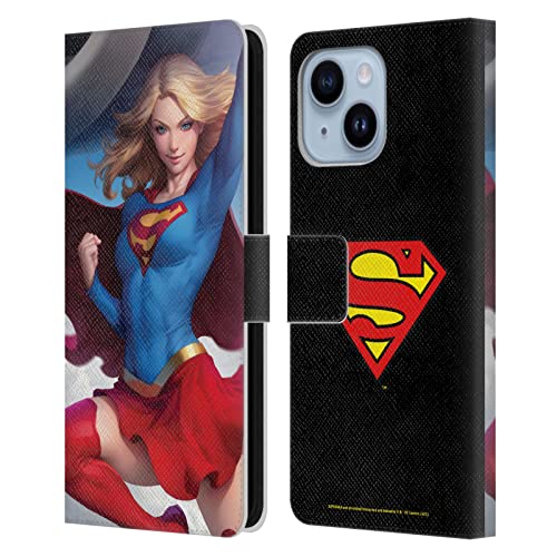 Housse portefeuille iPhone 14 Plus Supergirl protection intégrale cuir