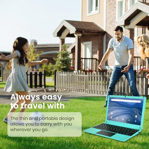 Image of 10.1 Inch Android 12.0 OS Laptop Computer,2GB RAM,64GB EMMC,AllWinner Quad-core 64-Bit Processor A133 Netbook,Ultra Slim Portable Business Office Study Laptop (Inches, 10, Blue)