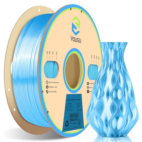 YOUSU PLA filament 1.75mm Silk Bleu, Imprimante 3D Filament PLA 1kg Spool, Soie Bleu