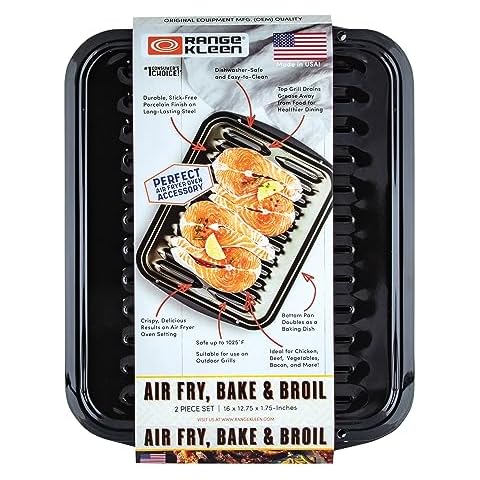 Range Kleen BP102X 2 Piece Heavy Duty Porcelain Air Fry, Bake and Broil Pan Cover