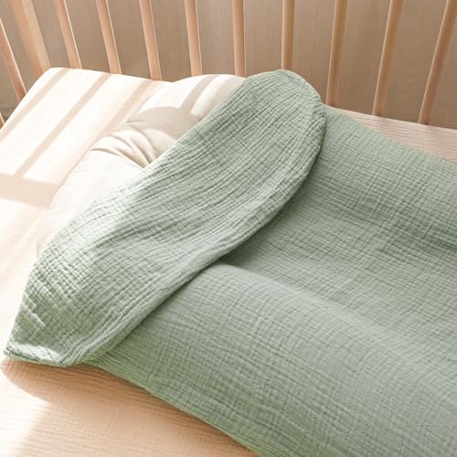 Image of Konssy Muslin Baby Lounger Cover 2 Pack, 100% Cotton Newborn Lounger Cover, Soft and Breathable Baby Nest Slipcover for Boys Girls (Leaf,Green)