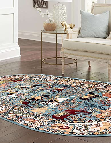 Tapete Unique Loom Narenj Collection Oval 160x99 cm Azul miniatura 4