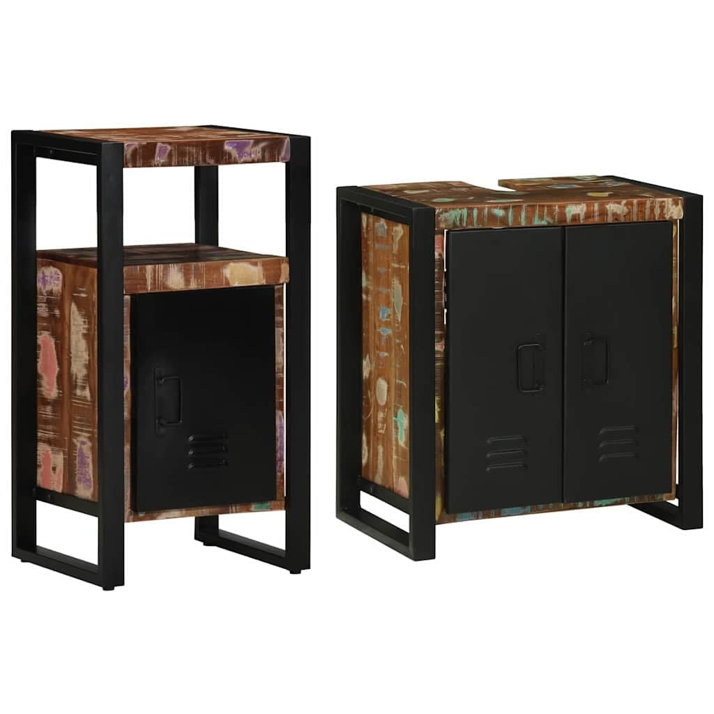 Juego de muebles de baño, 2 unidades, multicolor y negro