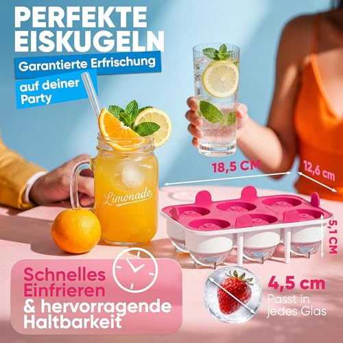 Pinke XXL Eiskugelform 2er Set – Stylische Eiswürfelformen aus Platin Silikon für Cocktails, Eiskaffee & Sommerdrinks… – Ansicht 2