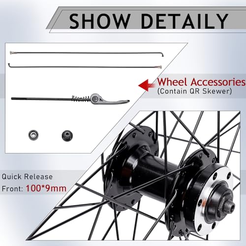 Image of BUCKLOS MTB Wheelset 26 inch 27.5 inch 29 inch Quick Release Disc Brake 32H Mountain Bike Wheels, High Strength Aluminum Alloy Rim Black Bike Wheel, Suitable 8-10 Speed Cassette Mountain Bike Wheelset