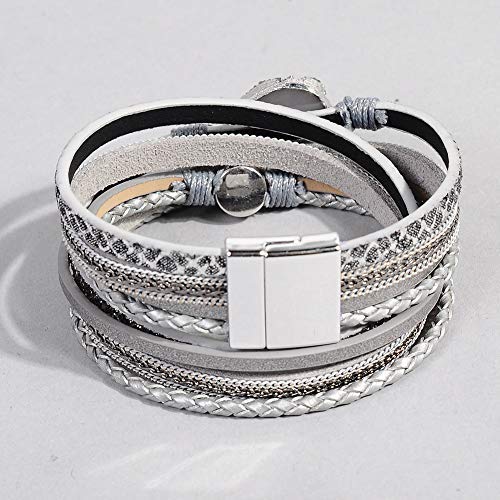 Leather Wrap Bracelet For Women - Handmade Clasp Bangle Bracelet With Pearl Beads Crystal Wristbands Jewelry Gift For Lady, Lover And Mother #TOP3