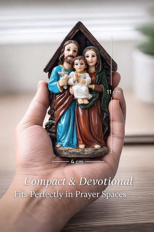Image of UNIq Jesus Mary Joseph Holy Family Idol | Xmas Dcor Christmas Prayer Crib Set | Home Temple Statue, Office Desk & Dashboard God Idol | Spiritual Showpiece Positive Energy Home Gift