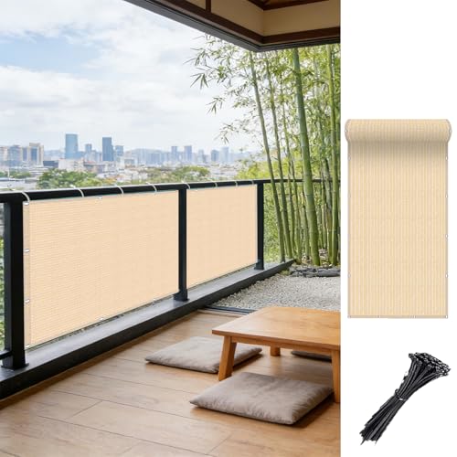 Malla para valla de patio y balcón color beige 0.8 x 2.5 m 2