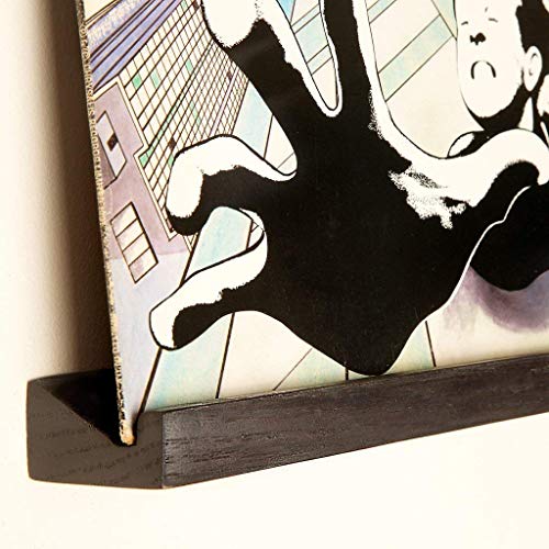 KAIU Estante Madera de Pared para Disco Vinilo – Fácil Instalación – Soporte para Vinilos de Diseño Esbelto y Elegante – Fácil Cambio de Disco   Negro