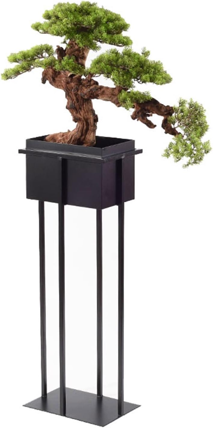 XJOYSL7921 Artificial Bonsai Houseplant Artificial Plants Bonsai Pine Tree Zen Floorstand Simulated Welcome Ornament with Iron Stand Corridor Decoration for Home Office(Large)