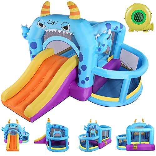 DREAMVAN Kids Bounce House with Blower Inflatable Bounce House Slide Climbing Wall and Ball Pit Big Bouncy House Bouncing Jumping Castle Outdoor/Indoor (146" x 126" x 95")