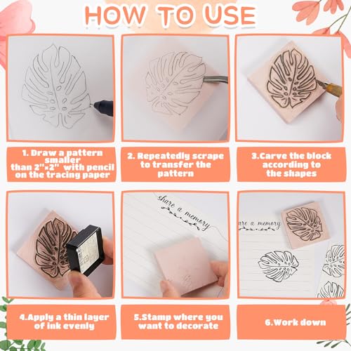 Image of Frienda 1 Pcs 2 inch x 2 inch Rubber Carving Blocks Linoleum Blocks for Printmaking, Stamp Making, DIY Crafting, Scrapbook, Painting, Soft and Easy to Carve (Pink)