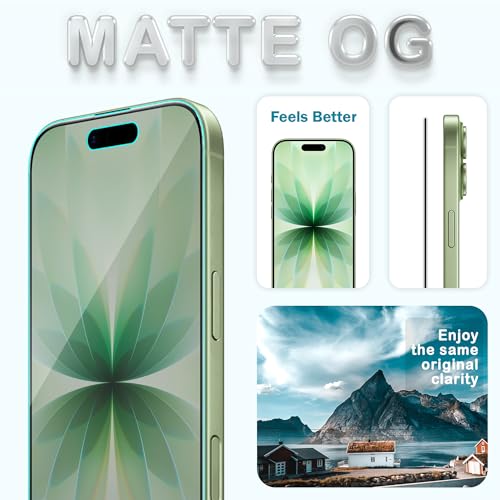 Image of FIRST MART Military Grade Matte Anti-Glare Tempered Glass for iPhone 17 (6.3 Inch) With Edge-to-Edge Protector Coverage and Installation Kit | Black, Pack of 2