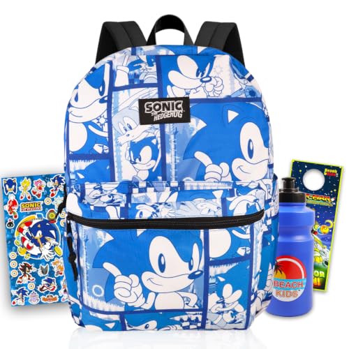 Sonic the Hedgehog Backpack for Boys School Bundle w/ 16" Bookbag + More