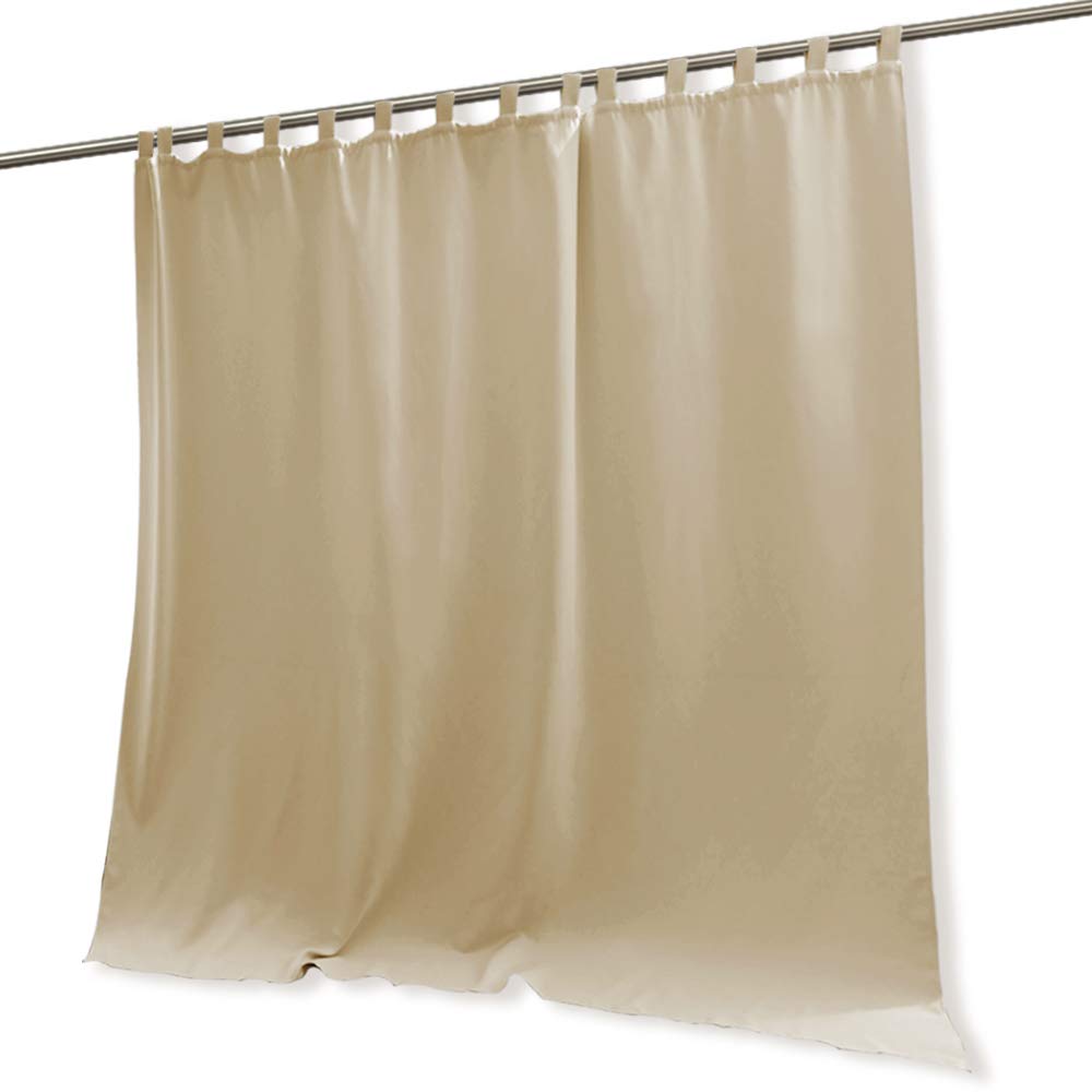 RYB HOME Outdoor Curtains Extra Long - Blackout Privacy Waterproof Outside Curtains Block Sun Exposure for Patio Pergola Corridor Gazebo, Width 100 x Length 120 inch, Cream Beige