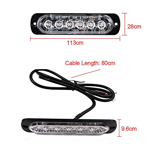 image for XT AUTO 4pcs Universal 12V-24V Super Bright Amber/White 18W 6-LED Warn