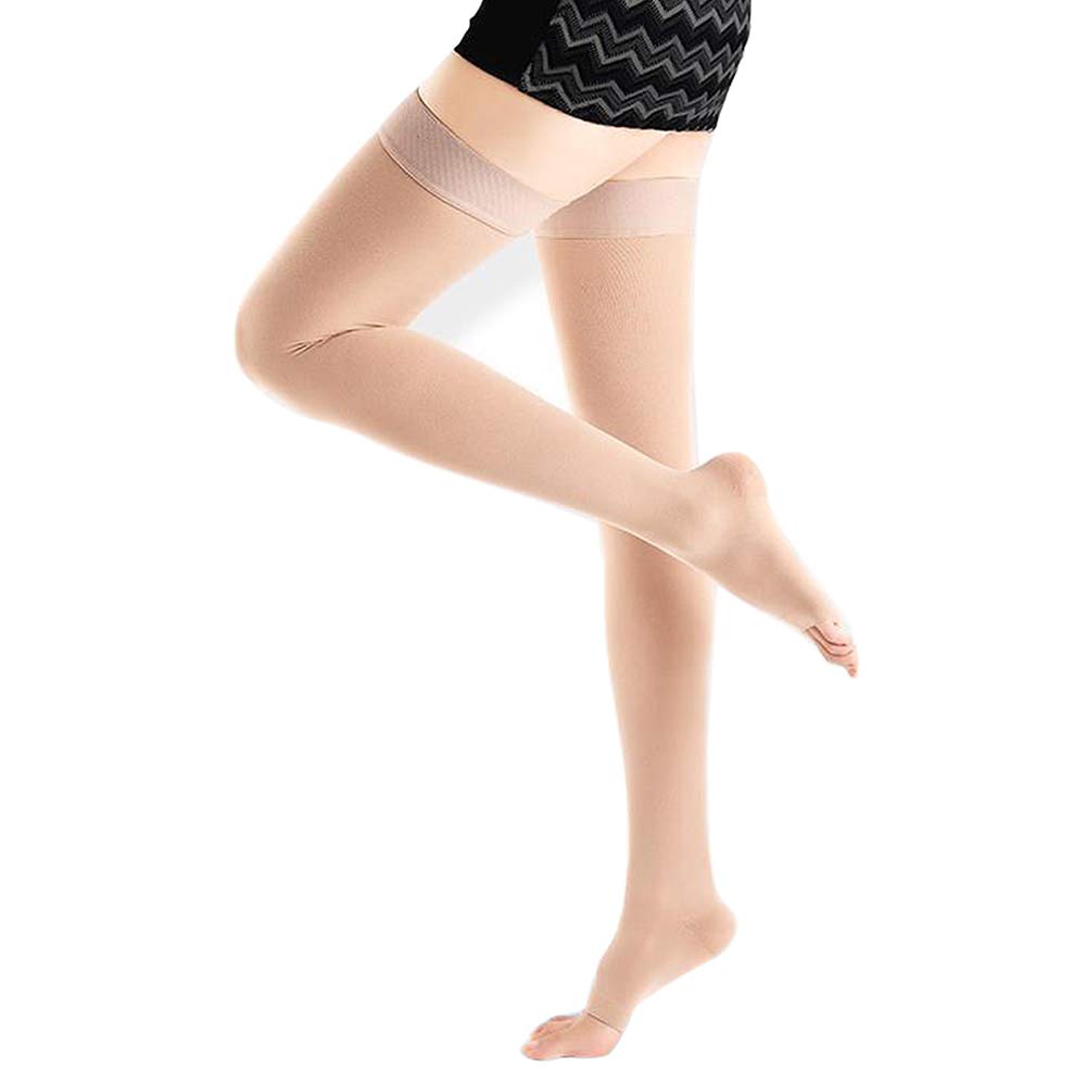 GPAR Premium Medical Compression Stockings Class 2, 23-32 mmHG, Open Toe Thigh Stockings for Varicose Veins Edema, Leg Pain