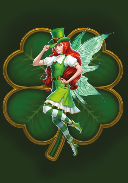 St Patricks Fairy - Blank Greetings Card by James Ryman, Green
