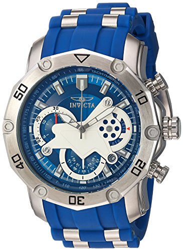 Invicta Men's Pro Diver Stainless Steel Quartz Watch with Silicone Strap, Blue, 25 (Model: 22796)