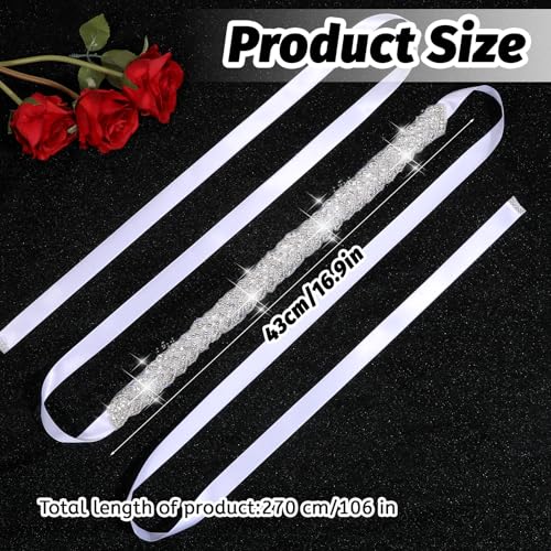 Vin Beauty Bridal Rhinestone Belt, Sash Handmade Wedding Dress Belt with Rhinestones Glitter Wedding Dress Belts for Bridal Gowns2